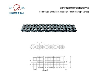 A系列开口销型短节距精密滚子链_双排